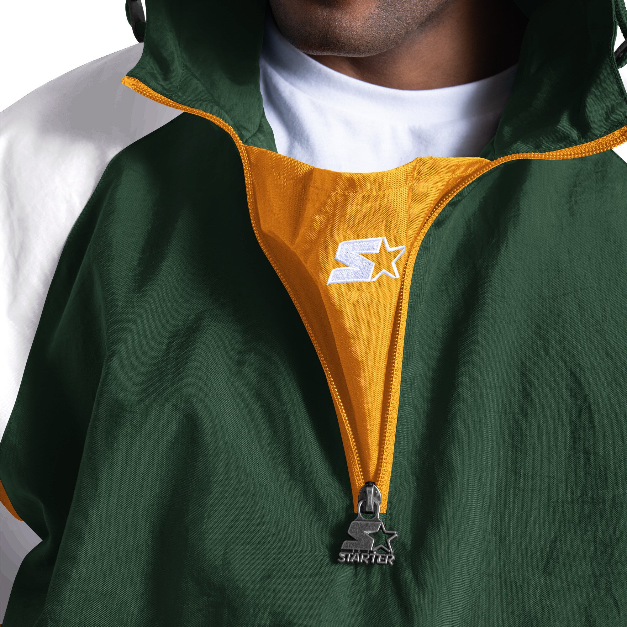 Veste Starter verte pour homme Green Bay Packers Street Cut à demi-zip