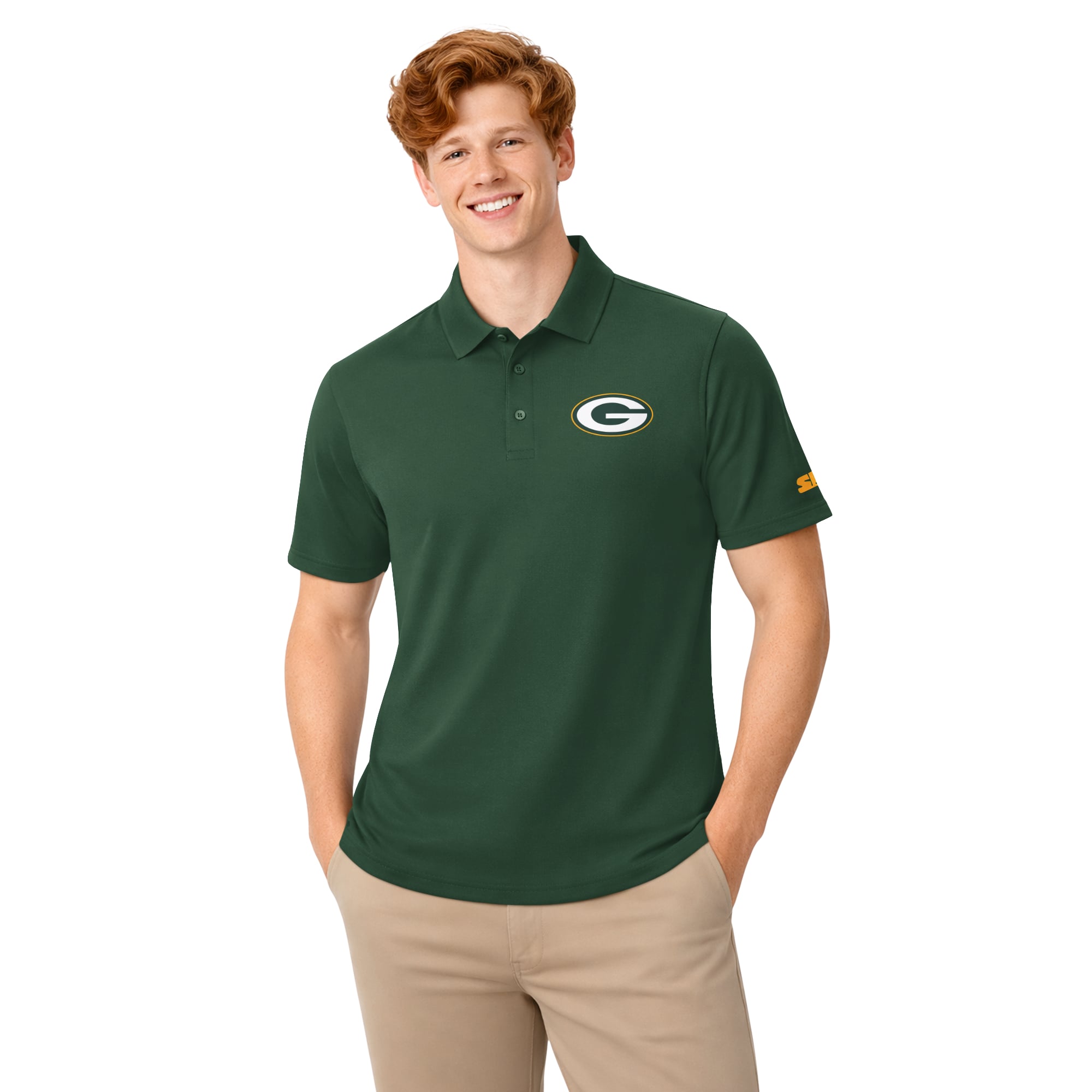 Ensemble de deux polos à logo Green Bay Packers pour homme, vert et or.
