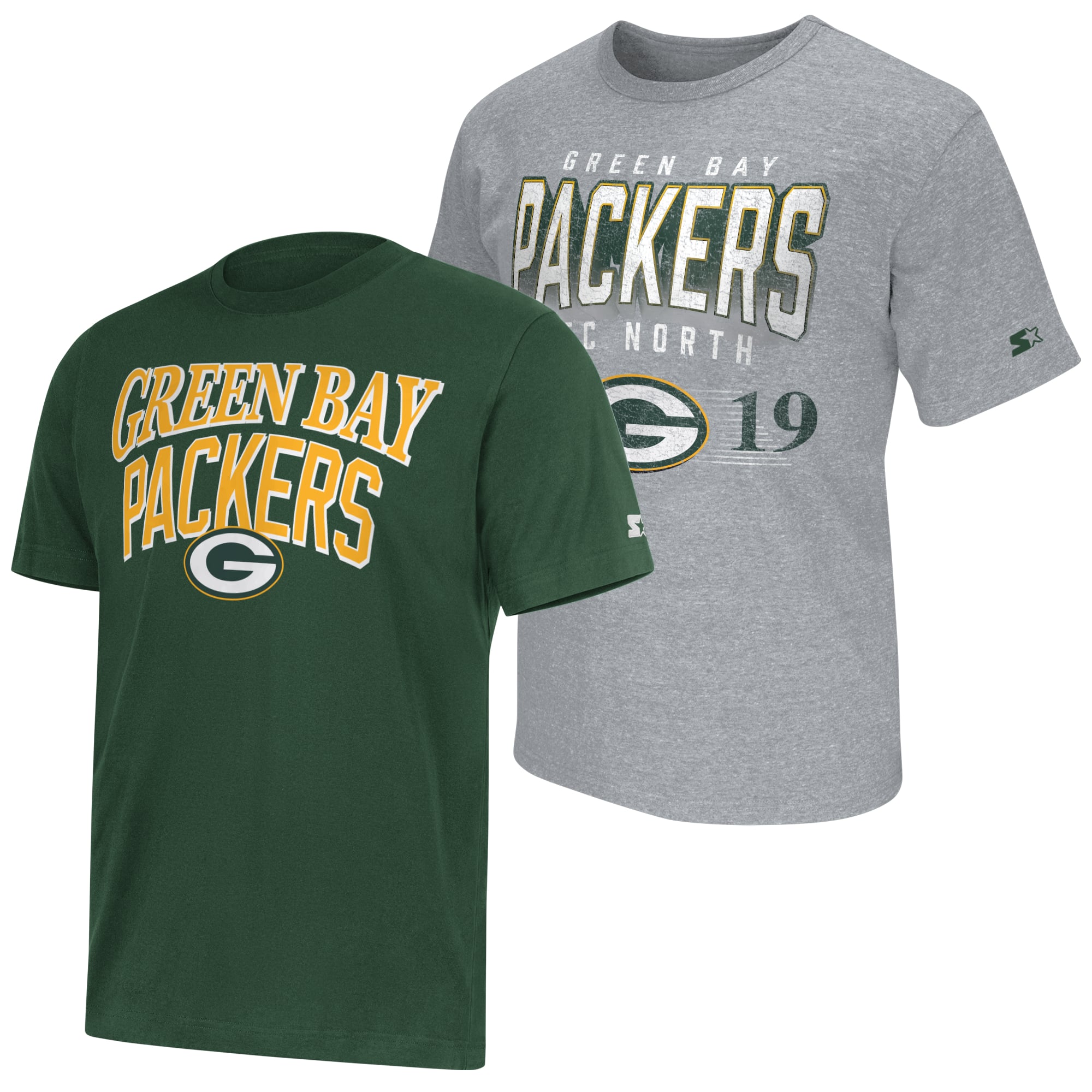 Ensemble de deux t-shirts à logo Green Bay Packers pour homme, coloris vert/gris chiné
