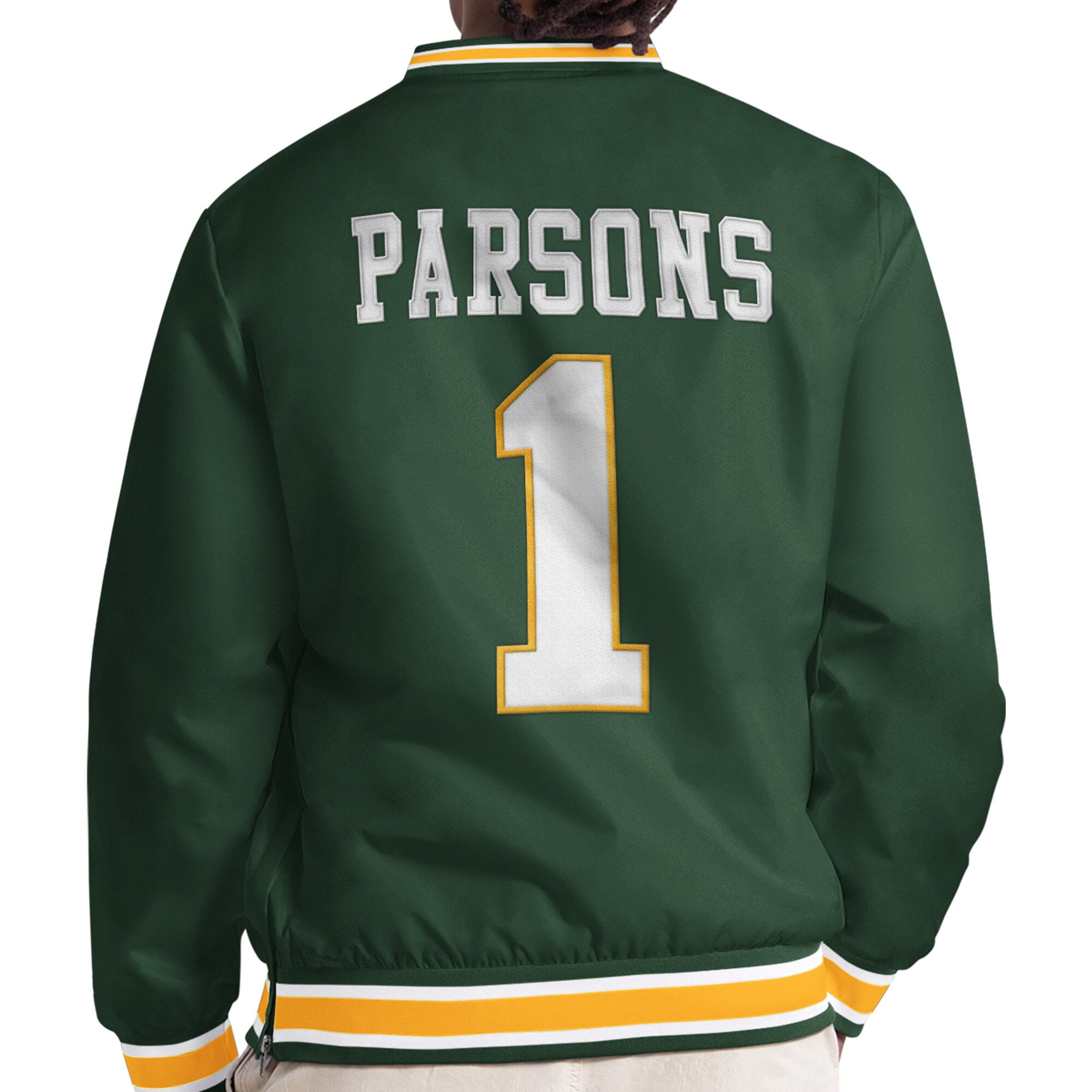 Pull à col en V Starter Micah Parsons vert Green Bay Packers pour homme