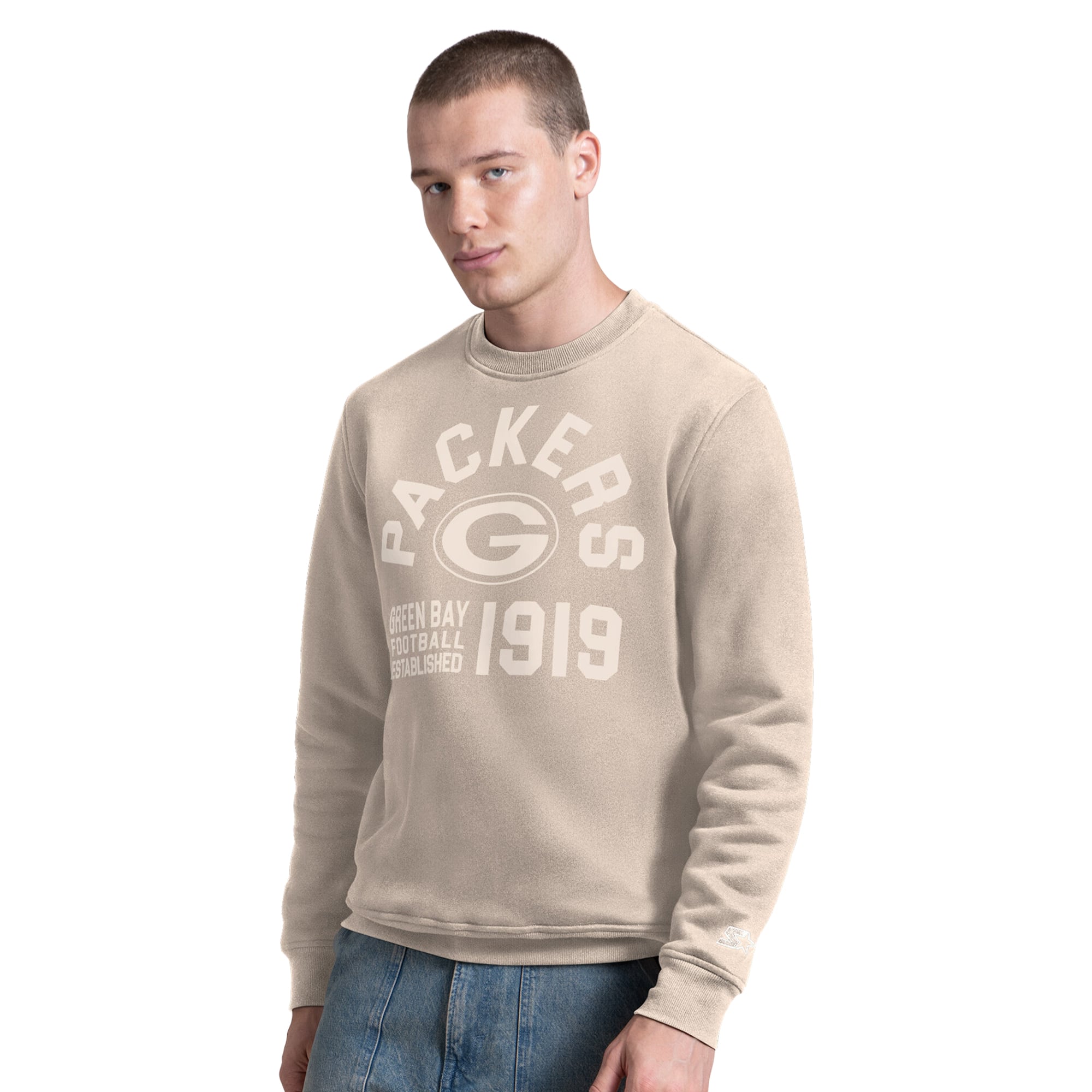 Sweat-shirt à col rond en polaire Starter Tan Green Bay Packers pour homme