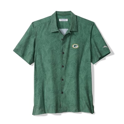 Green Bay Packers Tommy Bahama Saltwater Fronds Short Sleeve Button-Up Shirt - Green