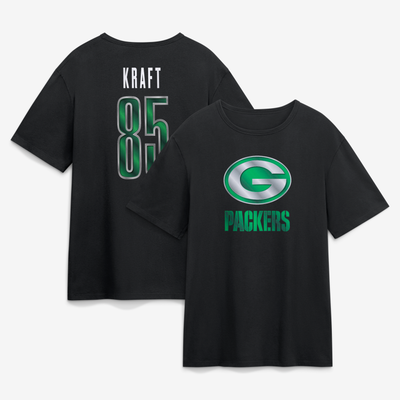 Tucker Kraft Green Bay Packers Metallic Mascot Name & Number T-Shirt - Black