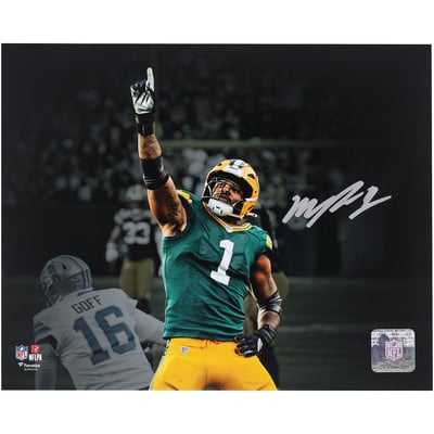 Micah Parsons Green Bay Packers Autographed Fanatics Authentic 8" x 10" First Sack with Packers vs. Detroit Lions Spotlight Photograph