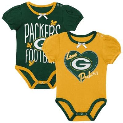 Green Bay Packers Outerstuff Newborn & Infant Star Power Two-Piece Bodysuit Set - Green/Gold