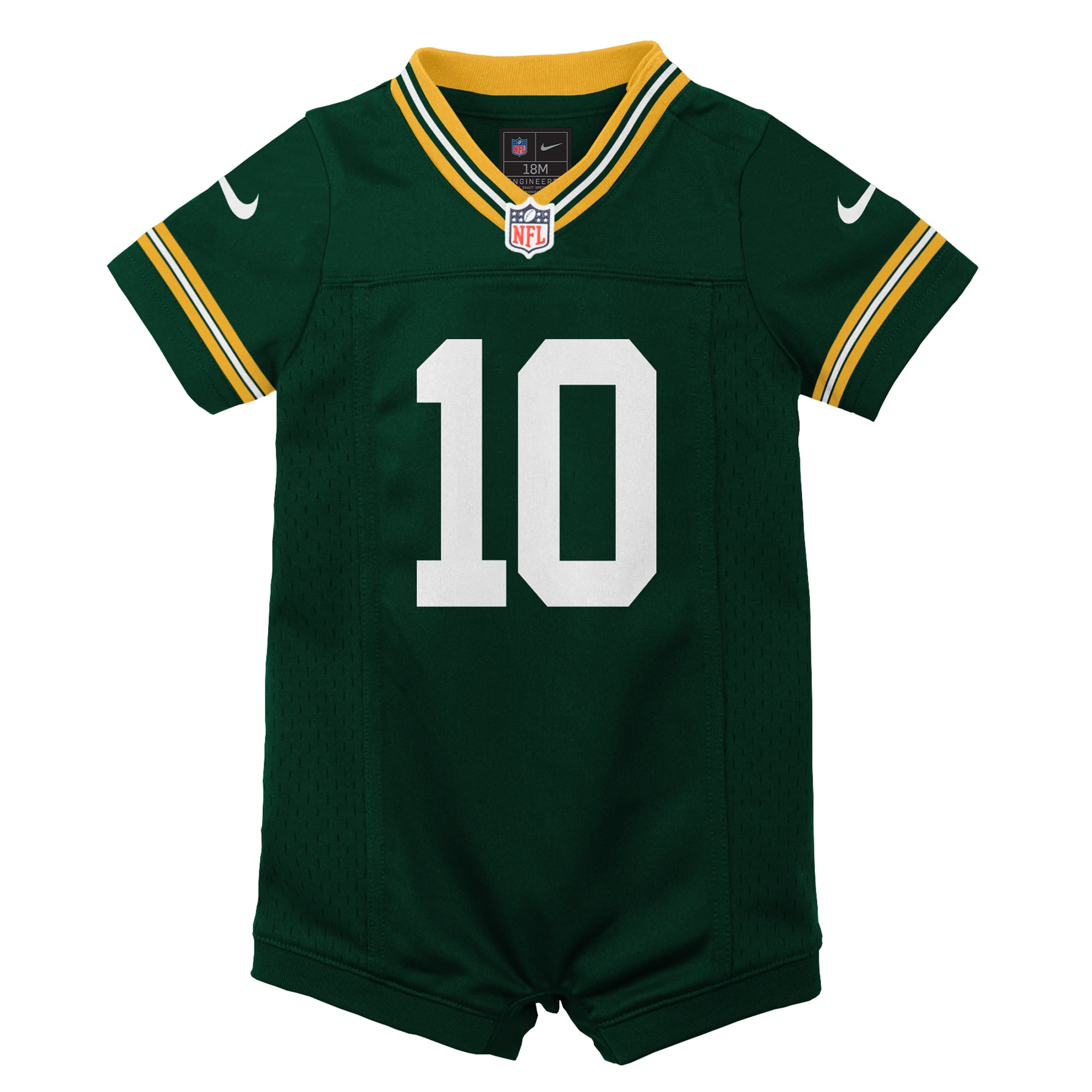 Newborn Nike Jordan Love Green Bay Packers Romper Game Jersey
