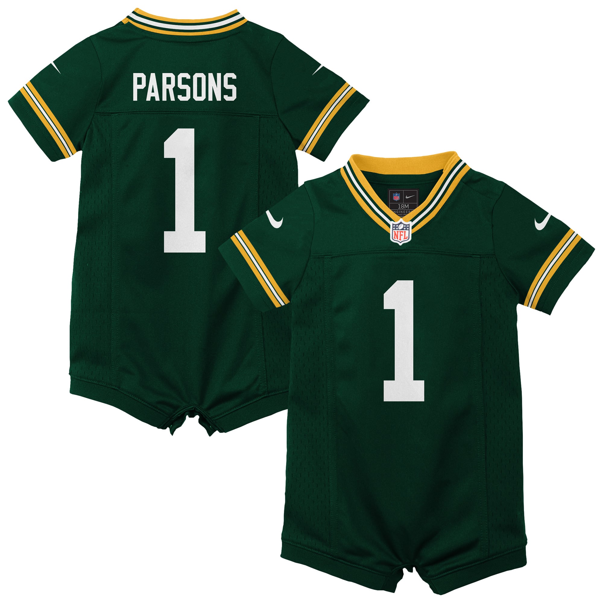 Newborn Nike Micah Parsons Green Bay Packers Romper Game Jersey