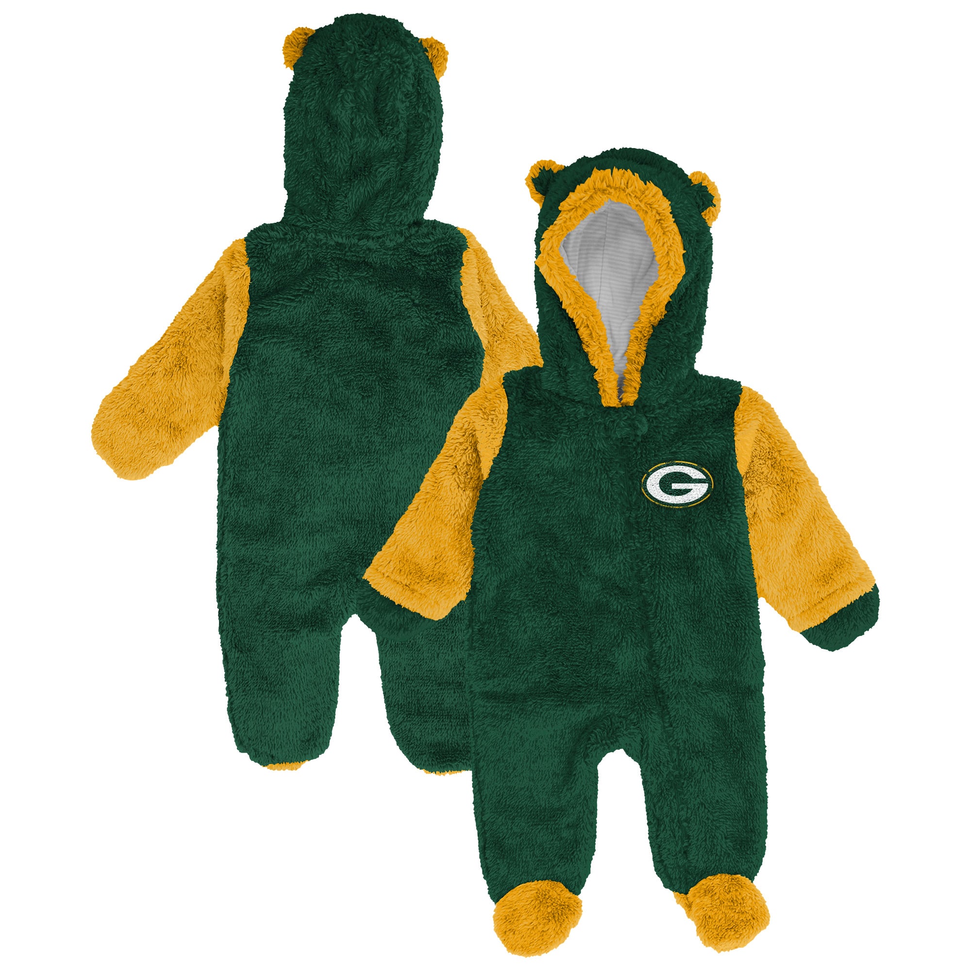Newborn Outerstuff Green Bay Packers Teddy Fleece Bunting Full-Zip Sleeper