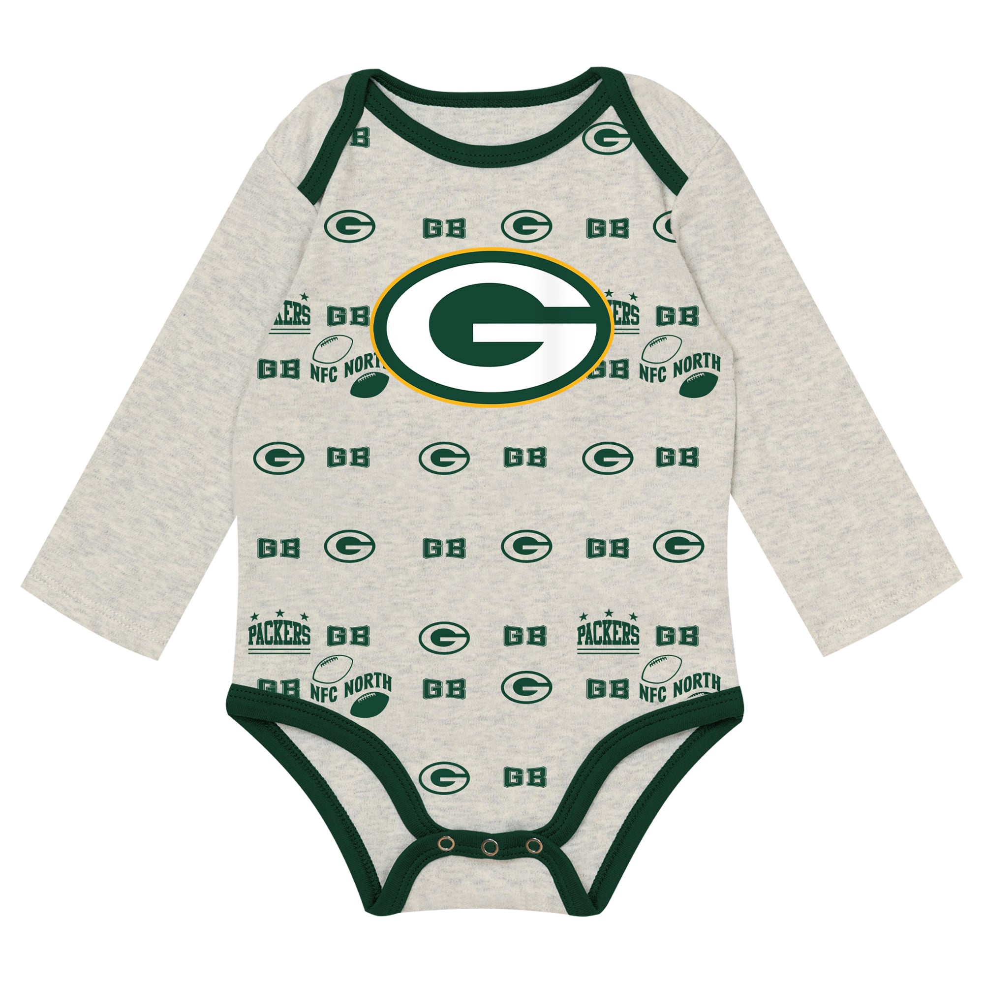 Ensemble pantalon et bonnet 3 pièces Green Bay Packers Huddles & Giggles pour nouveau-né Outerstuff, gris chiné