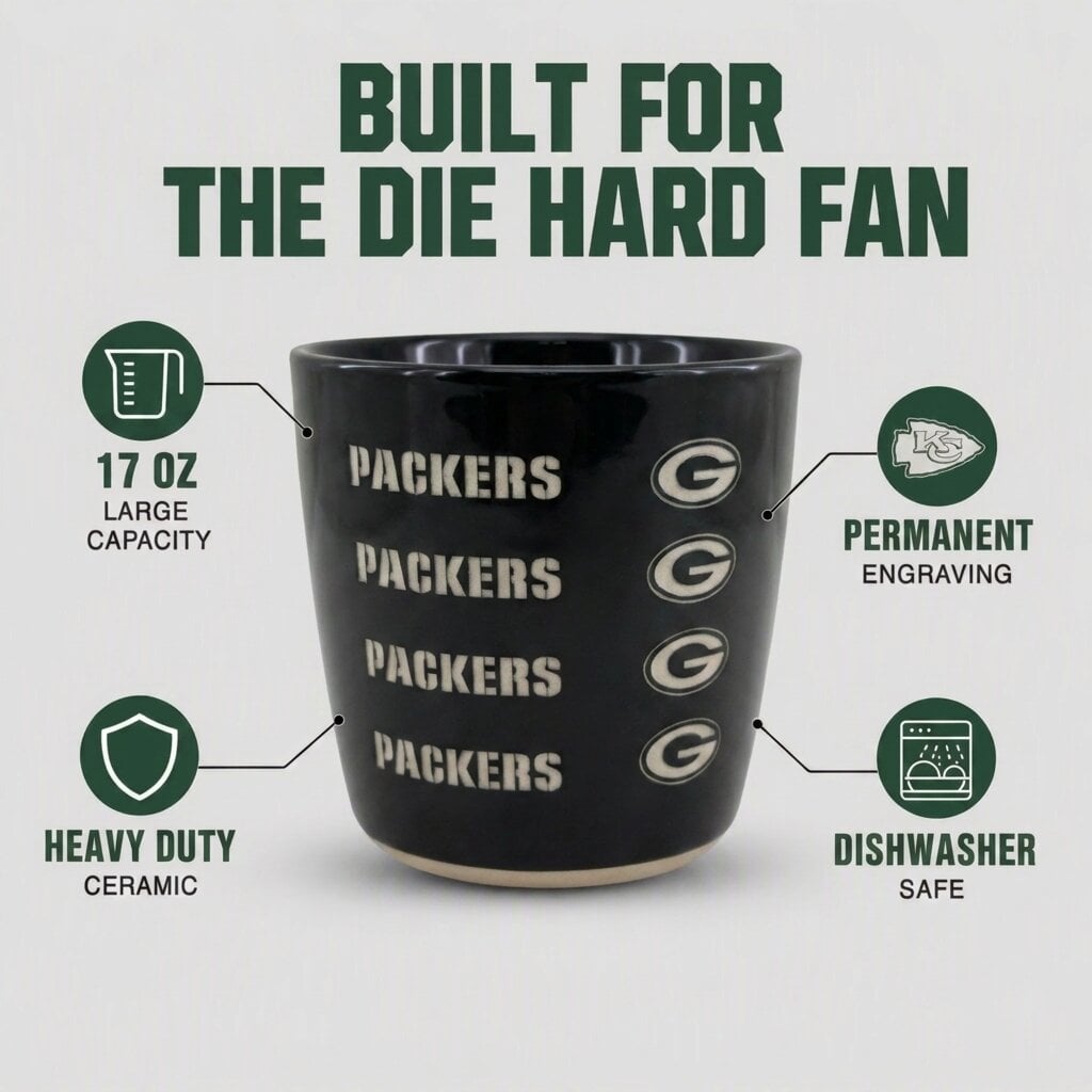Mug Pegasus Green Bay Packers 17 oz, logo ton sur ton, finition sablée