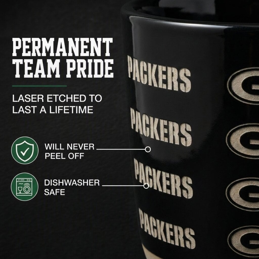 Mug Pegasus Green Bay Packers 17 oz, logo ton sur ton, finition sablée