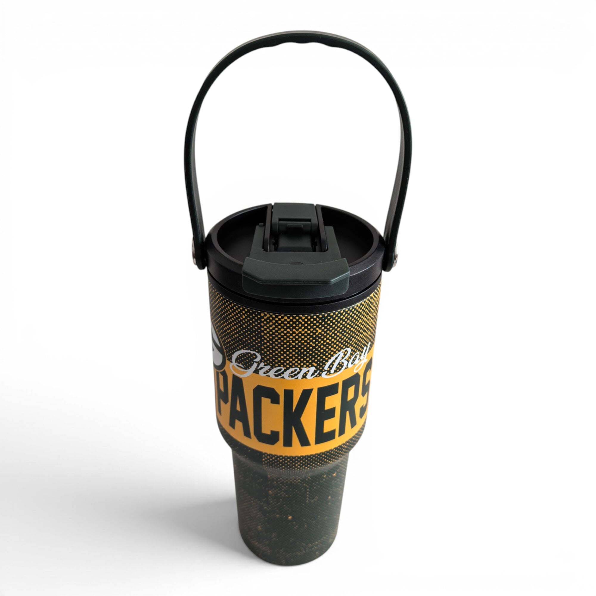 Gourde Pegasus Green Bay Packers 710 ml (24 oz) en acier inoxydable à double bouchon et motif moucheté dégradé