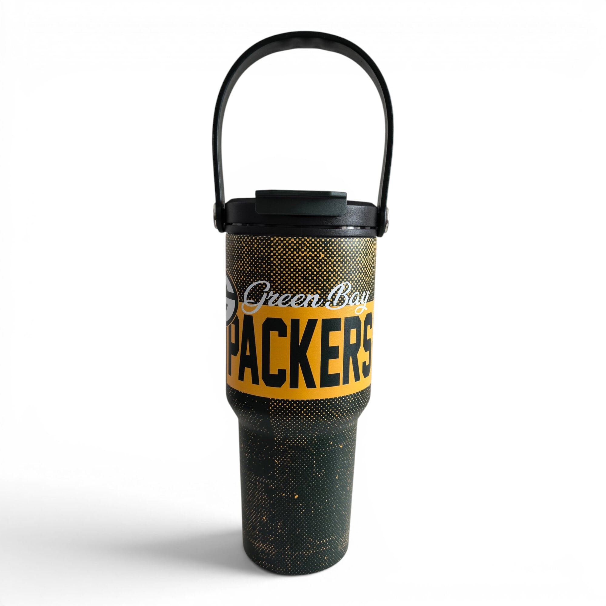Gourde Pegasus Green Bay Packers 710 ml (24 oz) en acier inoxydable à double bouchon et motif moucheté dégradé