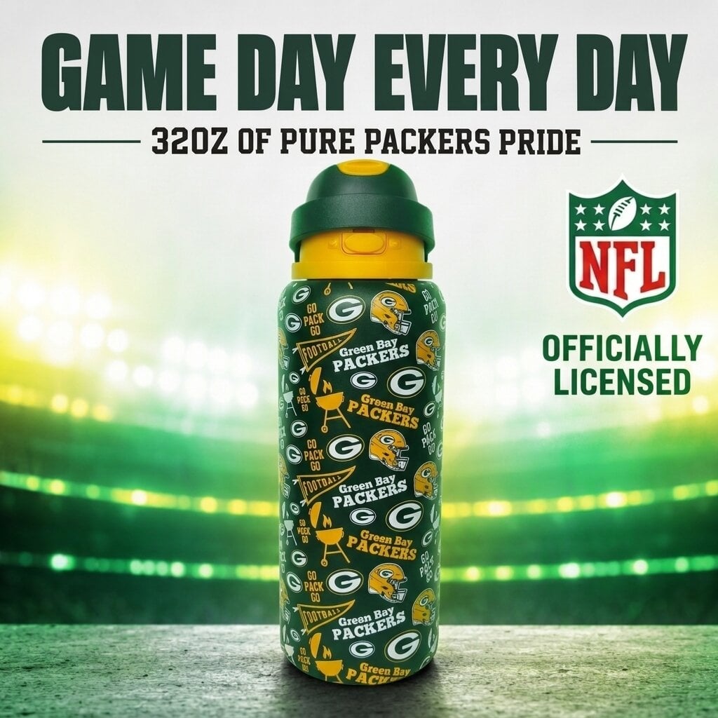Gourde Pegasus Green Bay Packers 32 oz, fanion de match, en acier inoxydable ProPress