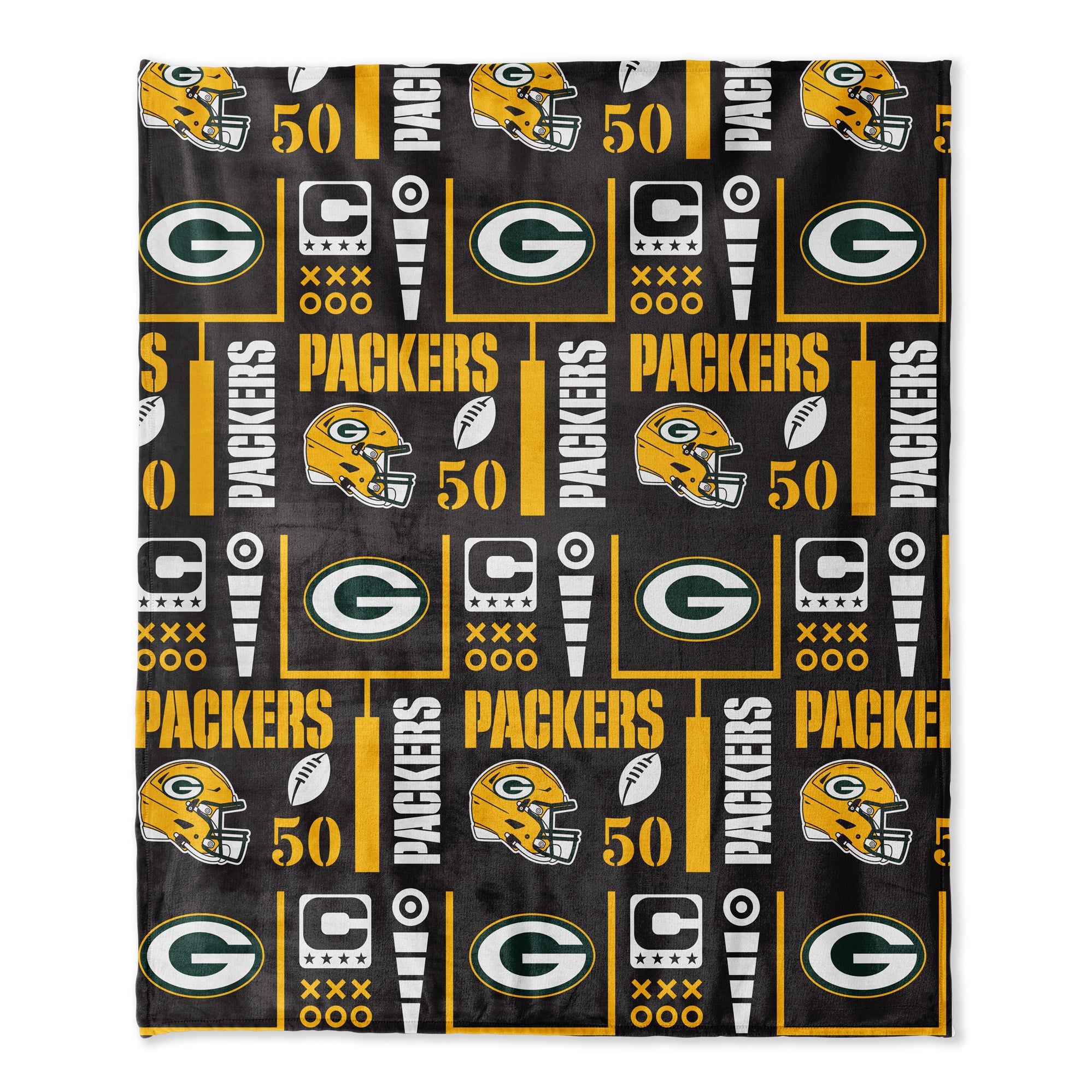Pegasus Green Bay Packers 50" x 60" Blackout Team Spirit Ultra Soft Throw & Plush Football Combo Pack