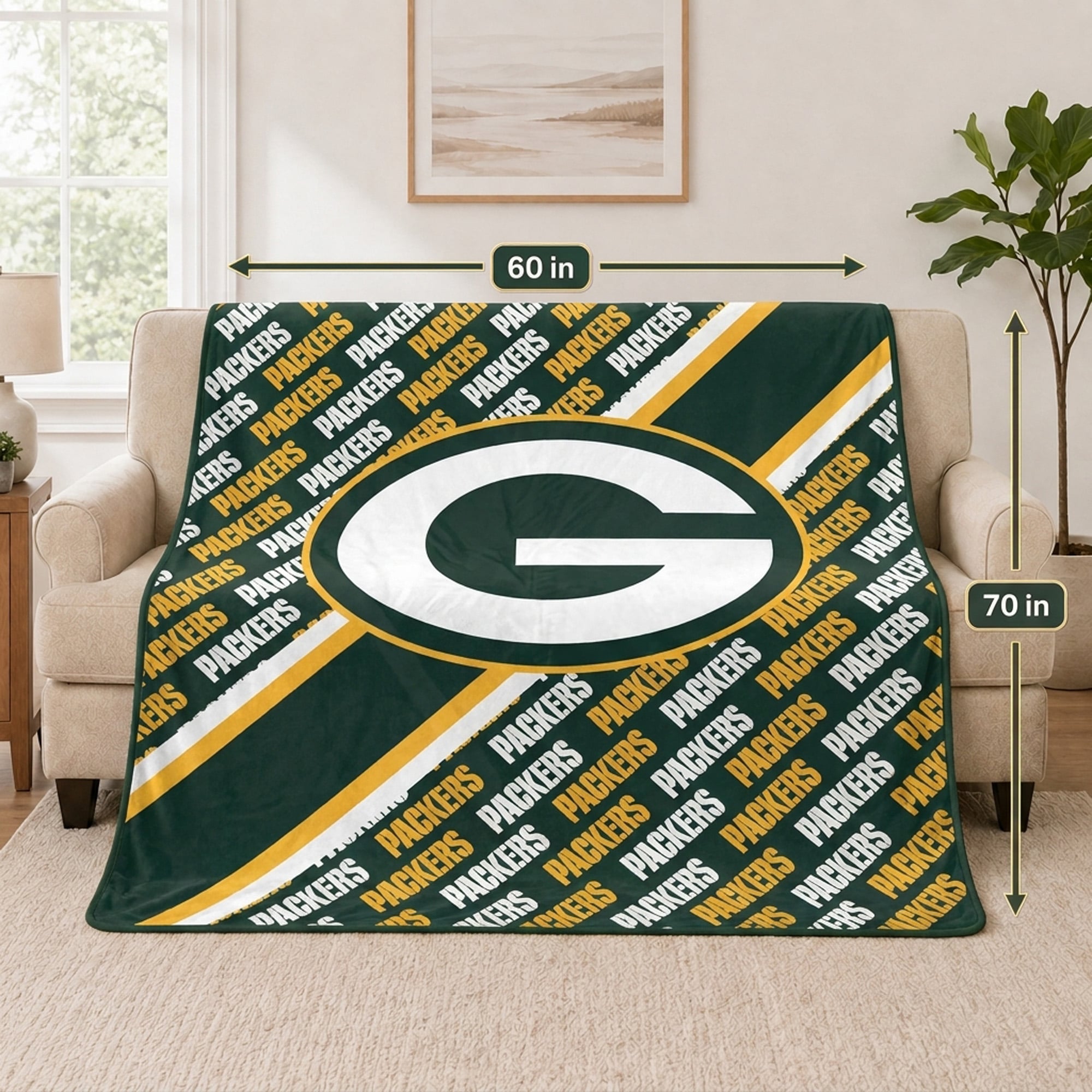 Couverture ultra douce Pegasus Green Bay Packers 60" x 70" (diagonale) avec logo et doublure