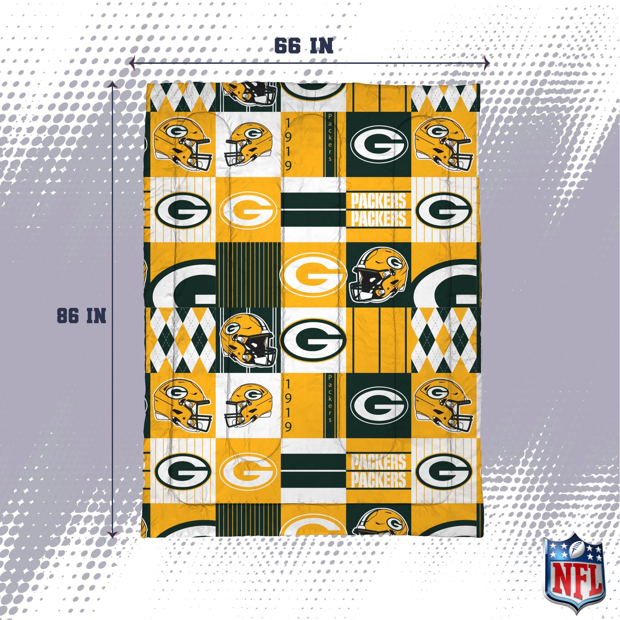Pegasus Green Bay Packers Patchwork Plaid Two-Piece Twin/Twin XL Bed in a Bag Set