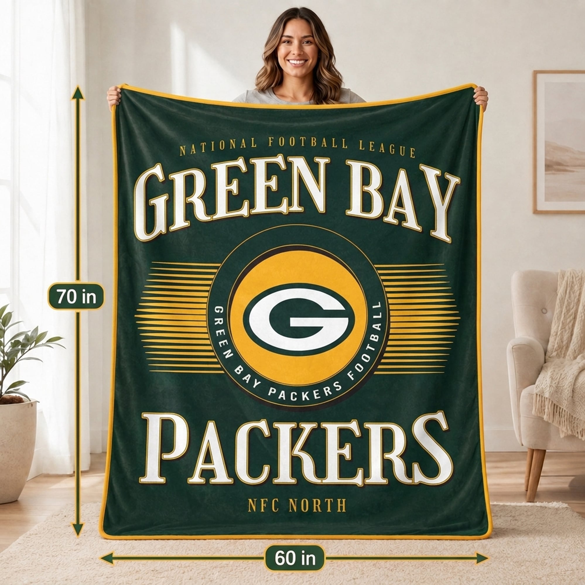 Couverture ultra douce Pegasus Green Bay Packers Spotlight Arch 60" x 70"