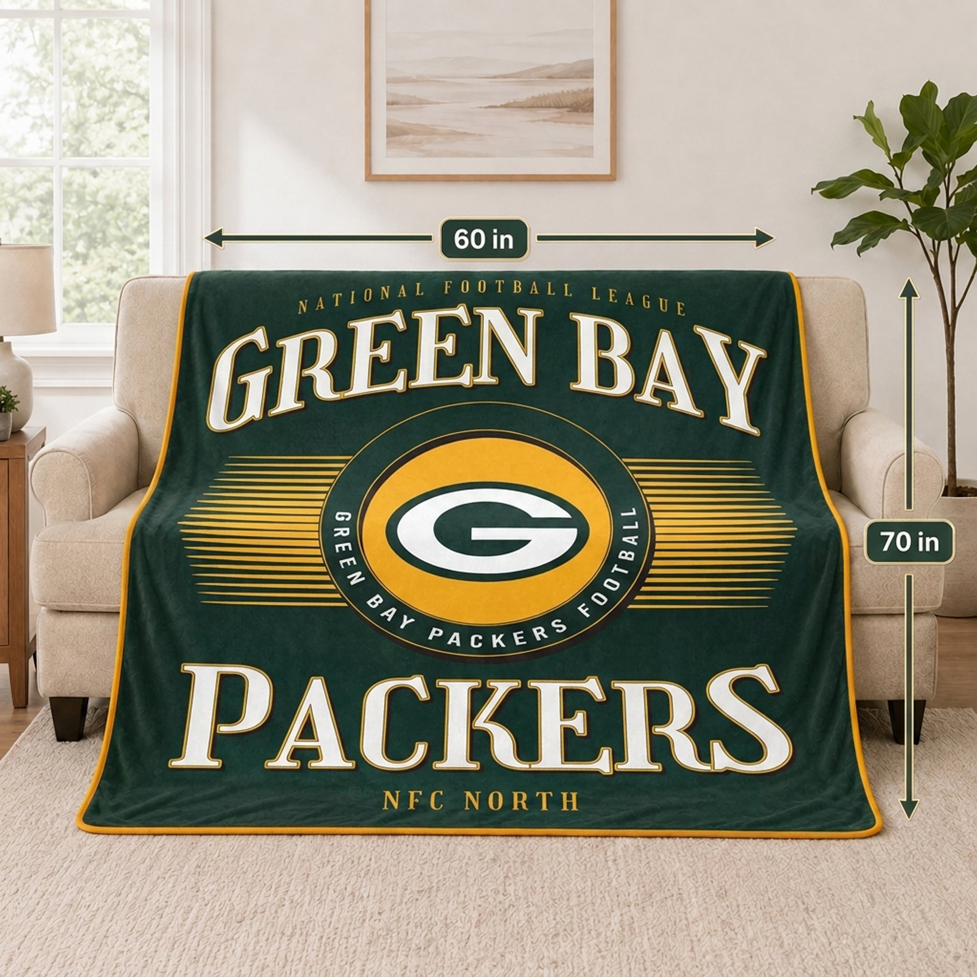 Couverture ultra douce Pegasus Green Bay Packers Spotlight Arch 60" x 70"
