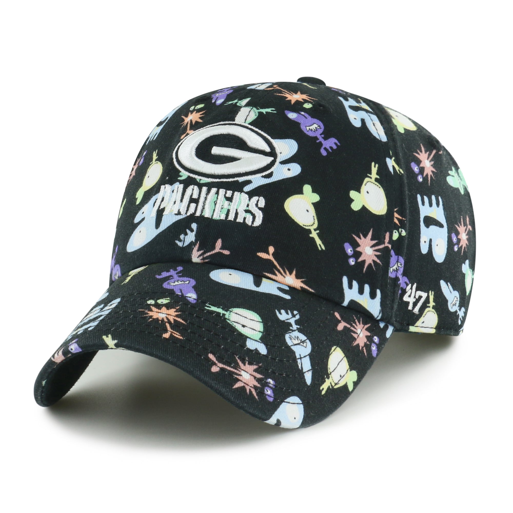 Casquette ajustable '47 noire Green Bay Packers Space Critter Clean Up pour enfants d'âge préscolaire