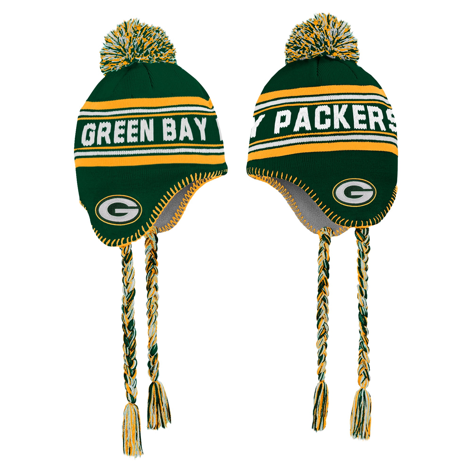 Preschool Green Green Bay Packers Jacquard Tassel Knit Hat with Pom