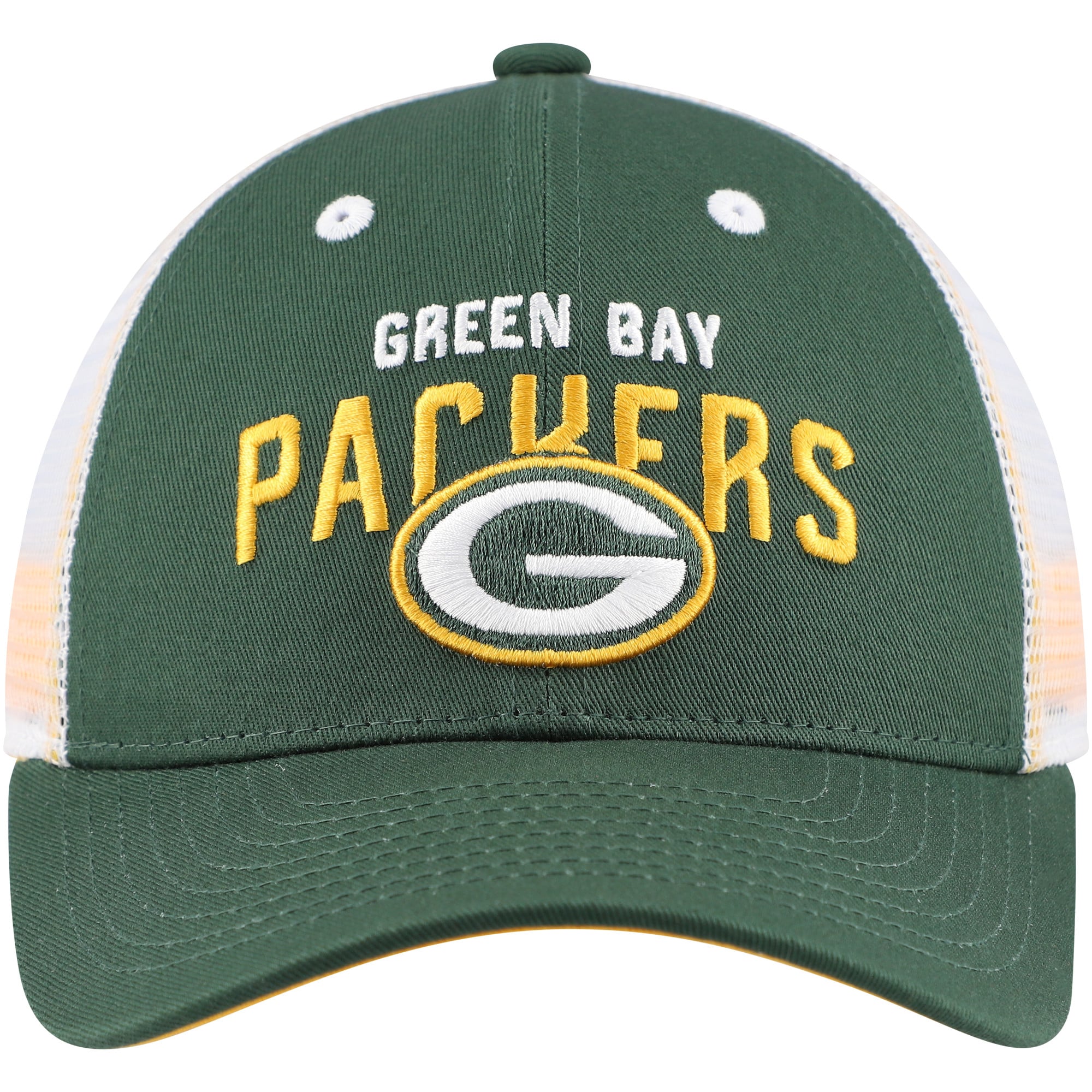 Casquette ajustable Green Bay Packers Core Lockup Trucker verte et blanche pour enfants d'âge préscolaire