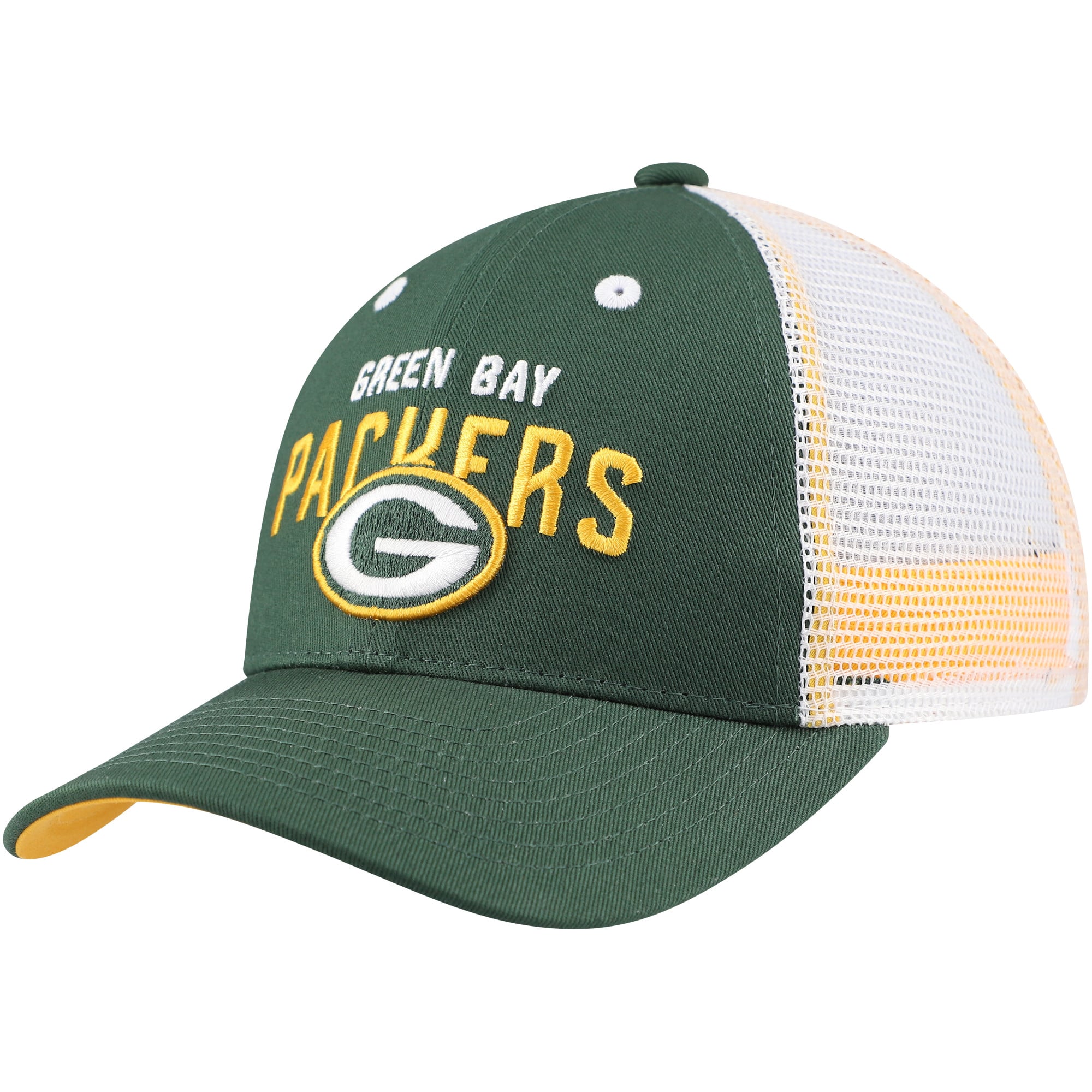 Casquette ajustable Green Bay Packers Core Lockup Trucker verte et blanche pour enfants d'âge préscolaire