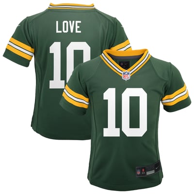 Maillot de match Nike Jordan Love Green Bay Packers pour enfants d'âge préscolaire - Vert chasseur