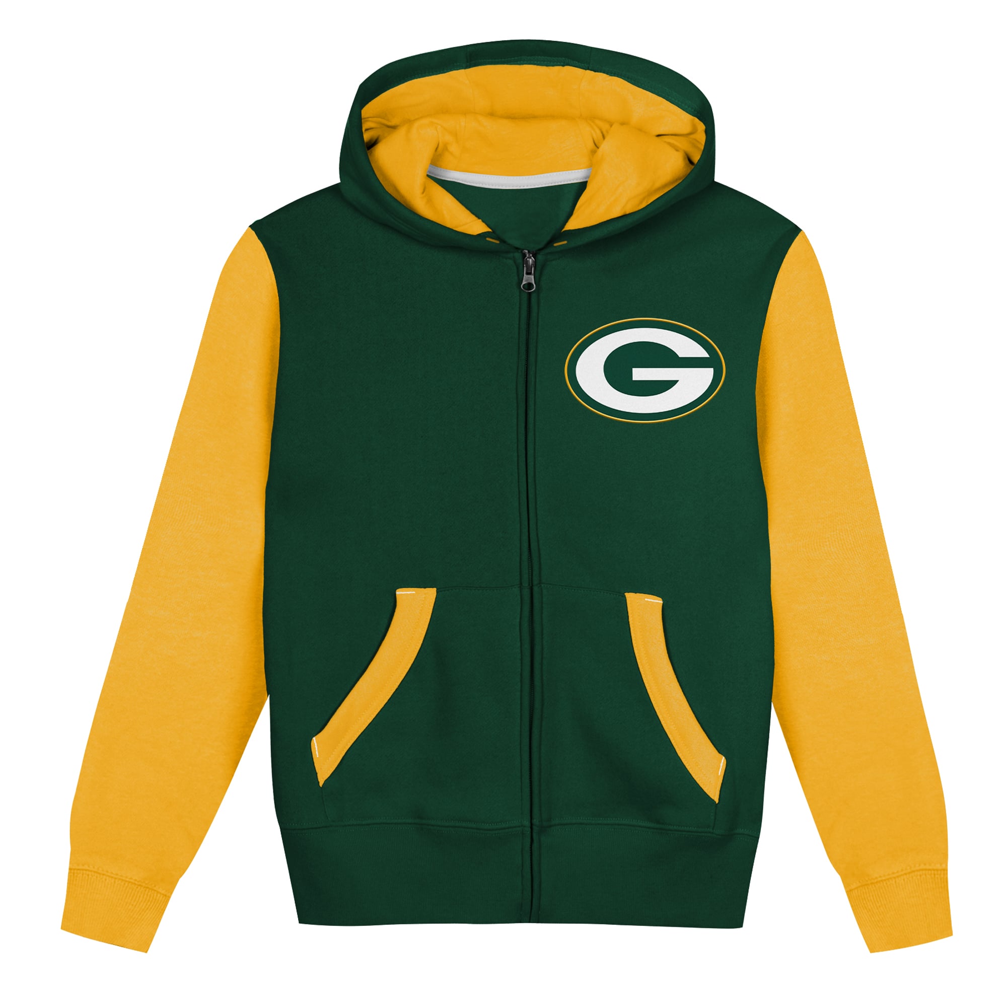 Sweat à capuche zippé vert Green Bay Packers Stadium pour enfants d'âge préscolaire