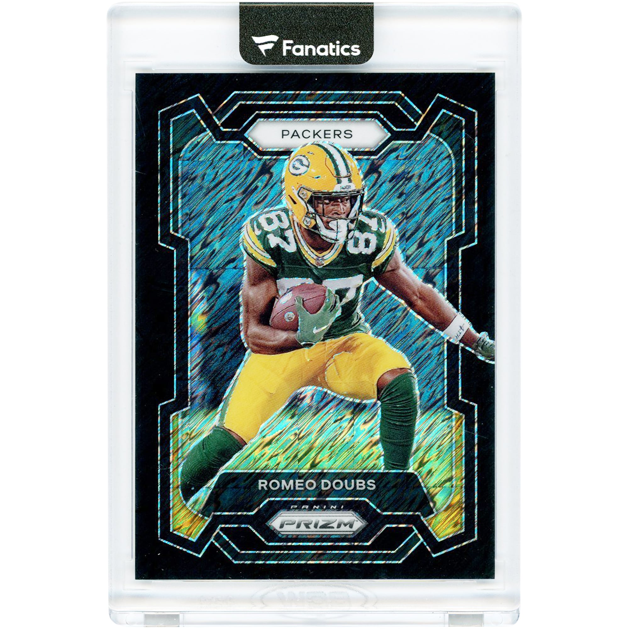Carte Romeo Doubs Green Bay Packers 2023 Panini Prizm Black Shimmer Prizm n° 114 n° 1/1