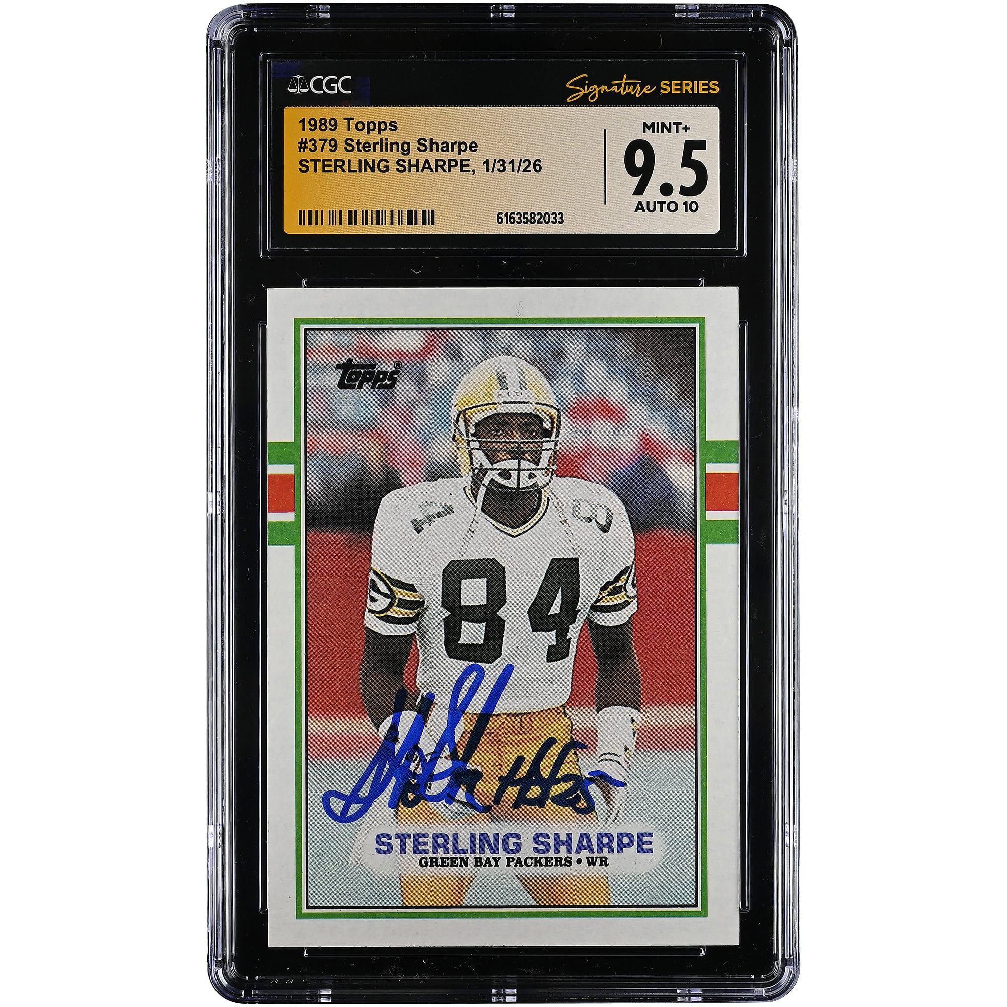Sterling Sharpe Green Bay Packers Autographed 1989 Topps #379 CGC Authenticated /10 Rookie Card