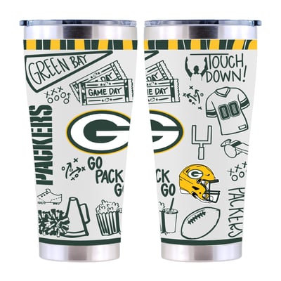 Green Bay Packers The Memory Company 30oz. Sketchpad Stainless Steel Tumbler