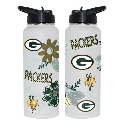 Green Bay Packers The Memory Company 34oz. Flowers Stainless Steel Quencher Bottle