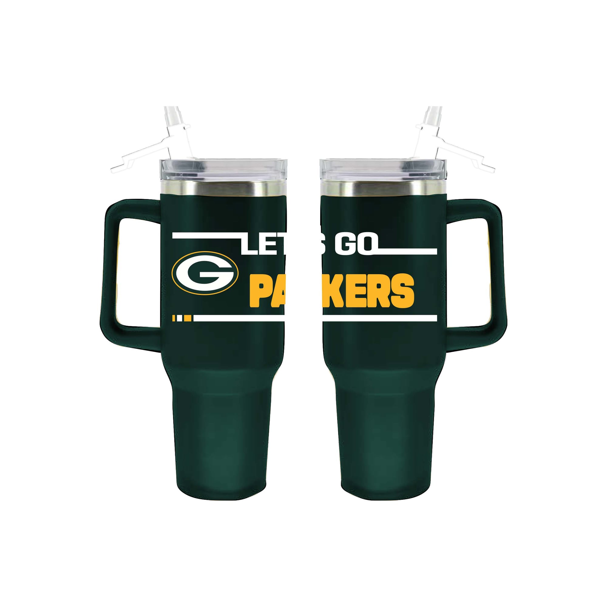 Gobelet isotherme The Memory Company Green Bay Packers de 1,2 L (40 oz) en acier inoxydable aux couleurs de l'équipe, avec paille rabattable.