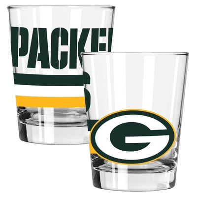 Green Bay Packers The Memory Company Two-Piece 15oz. Big Stripes Double Old Fashioned Glass Set