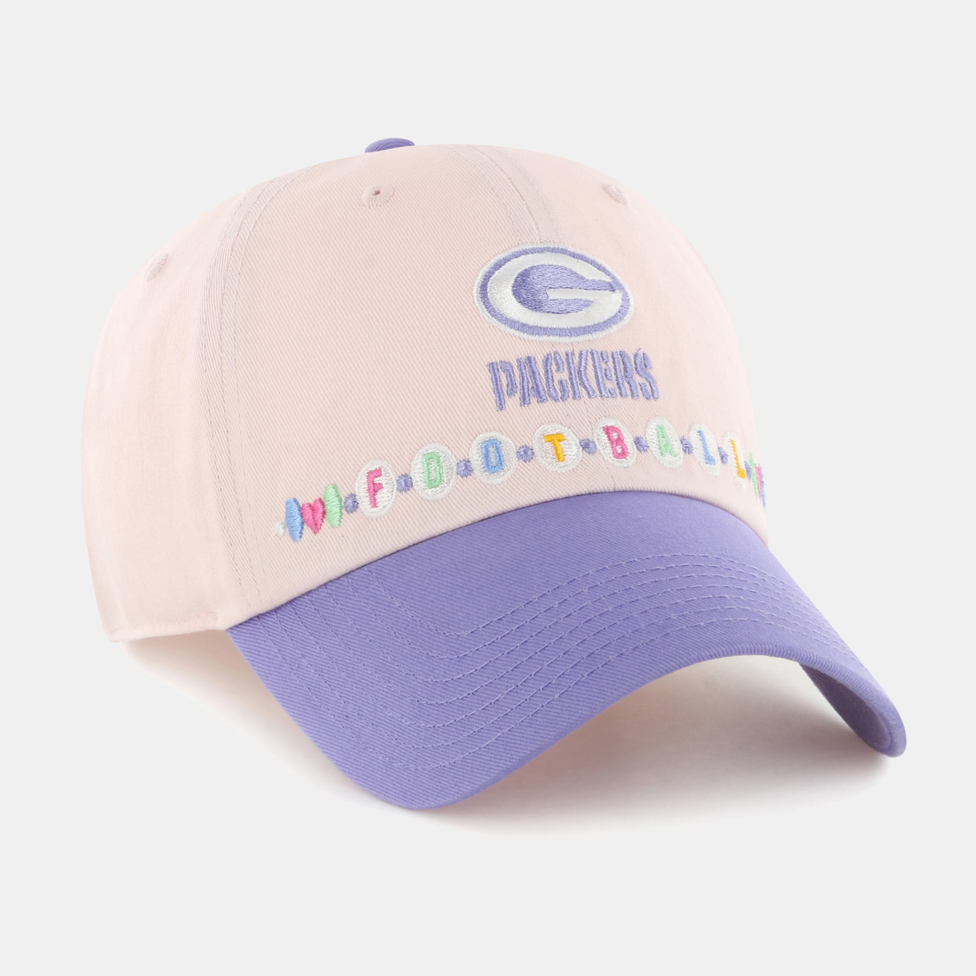 Chapeau ajustable Green Bay Packers Friendship Clean Up pour tout-petit, rose clair/violet clair, numéro 47