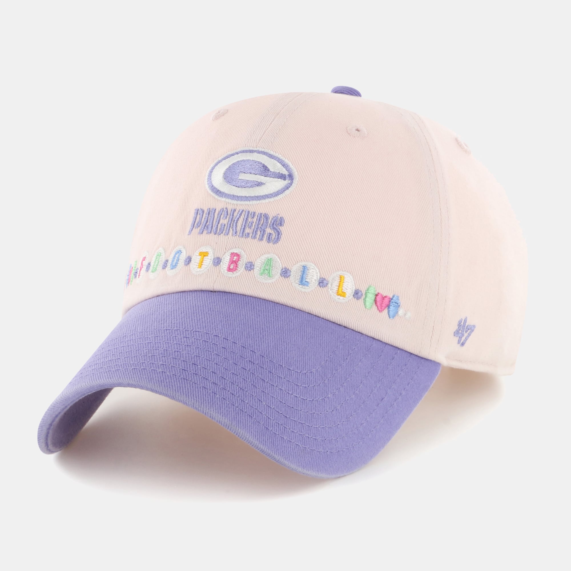 Chapeau ajustable Green Bay Packers Friendship Clean Up pour tout-petit, rose clair/violet clair, numéro 47