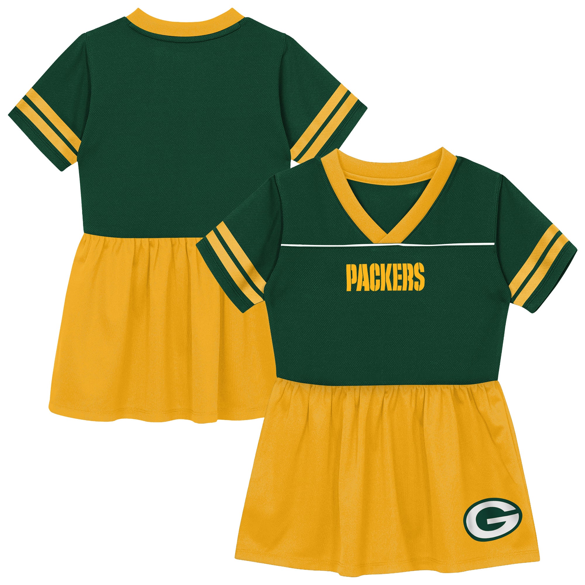 Toddler Outerstuff  Green Bay Packers Stadium Lights V-Neck Fashion Football Jersey Dress