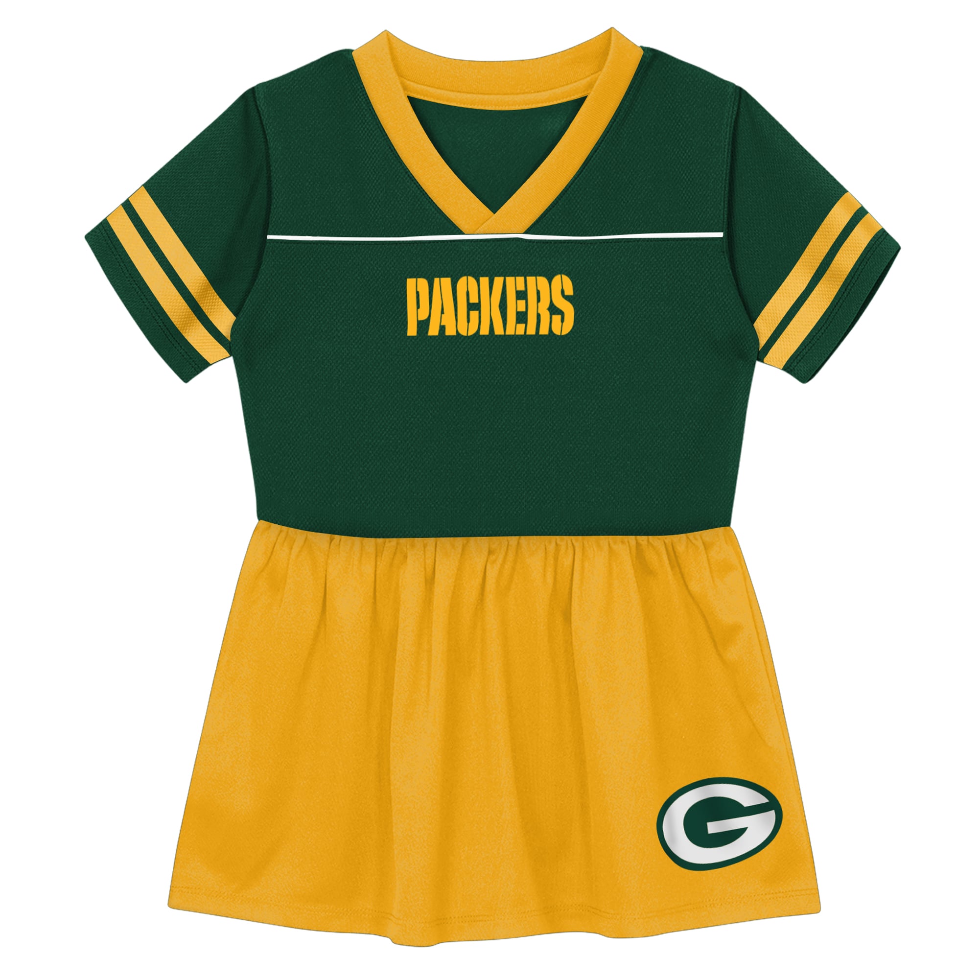 Toddler Outerstuff  Green Bay Packers Stadium Lights V-Neck Fashion Football Jersey Dress