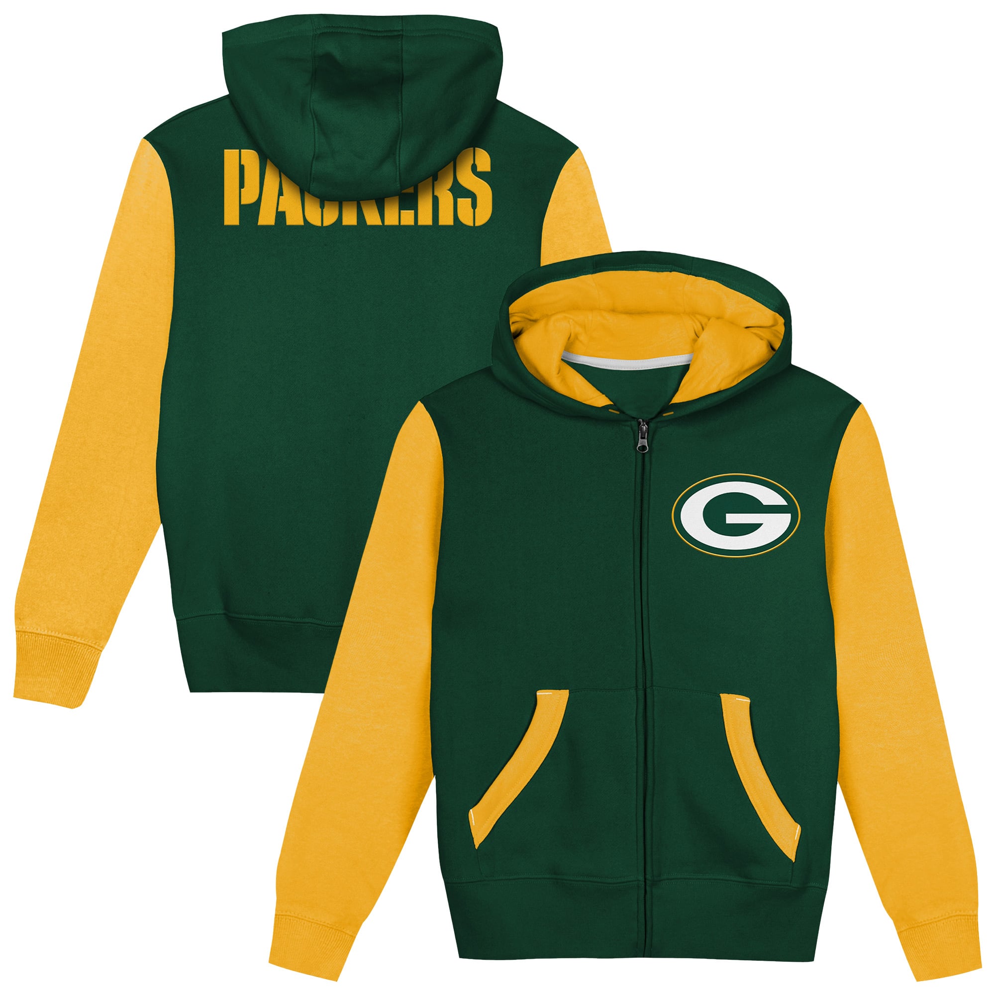 Sweat à capuche zippé Outerstuff vert et or Green Bay Packers Stadium pour tout-petit