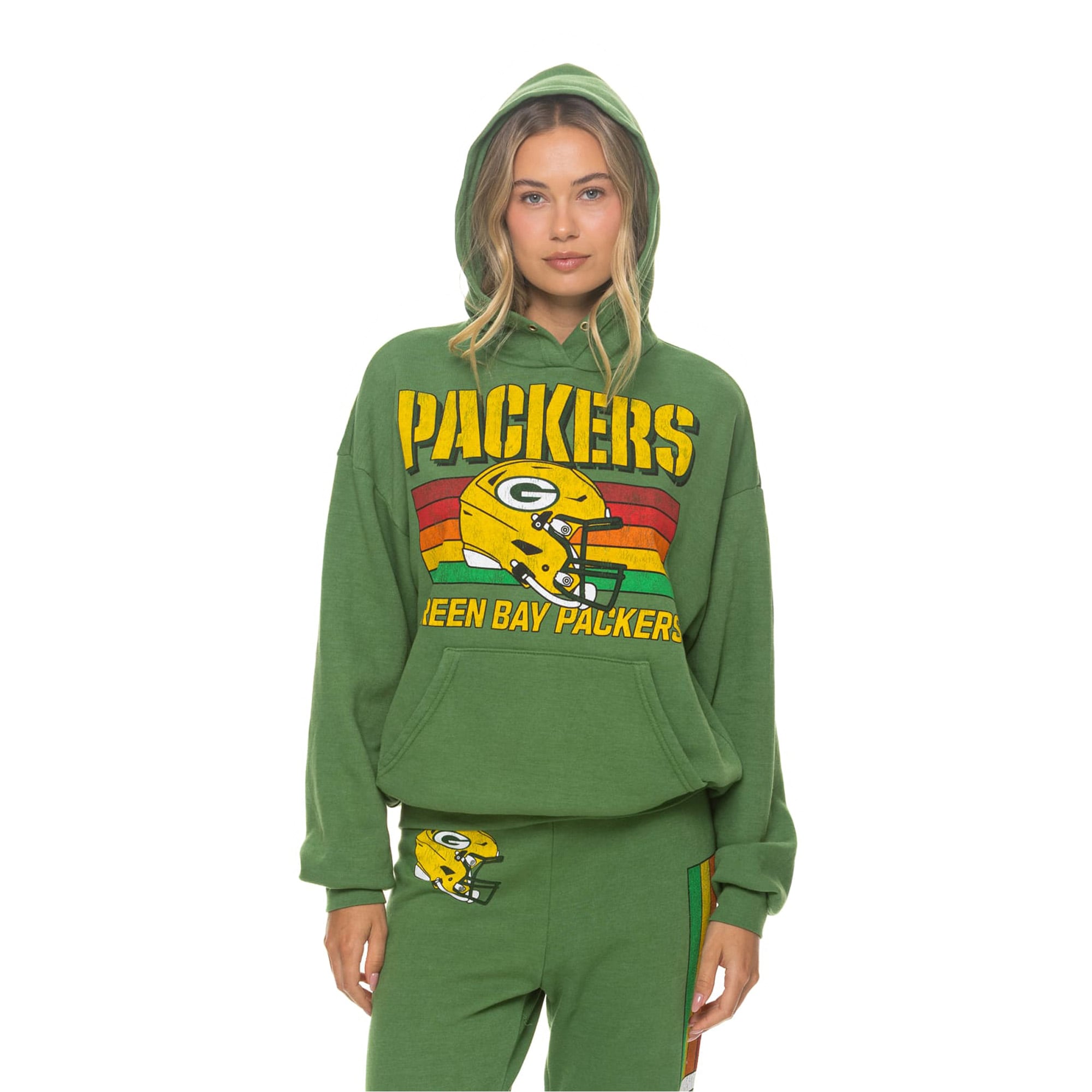 Sweat à capuche unisexe Aviator Nation vert Green Bay Packers, coupe décontractée, en mélange de trois matières.