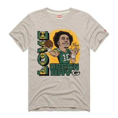 Jordan Love Green Bay Packers Homage Unisex Caricature Player Graphic Tri-Blend T-Shirt - Stone