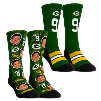 Christian Watson Green Bay Packers Rock Em Unisex Player Football Guy Two-Pack Crew Sock Set