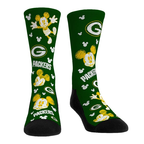 green bay packers dress socks Unisex Rock Em Disney Three-Pack Crew Set Argyle socks