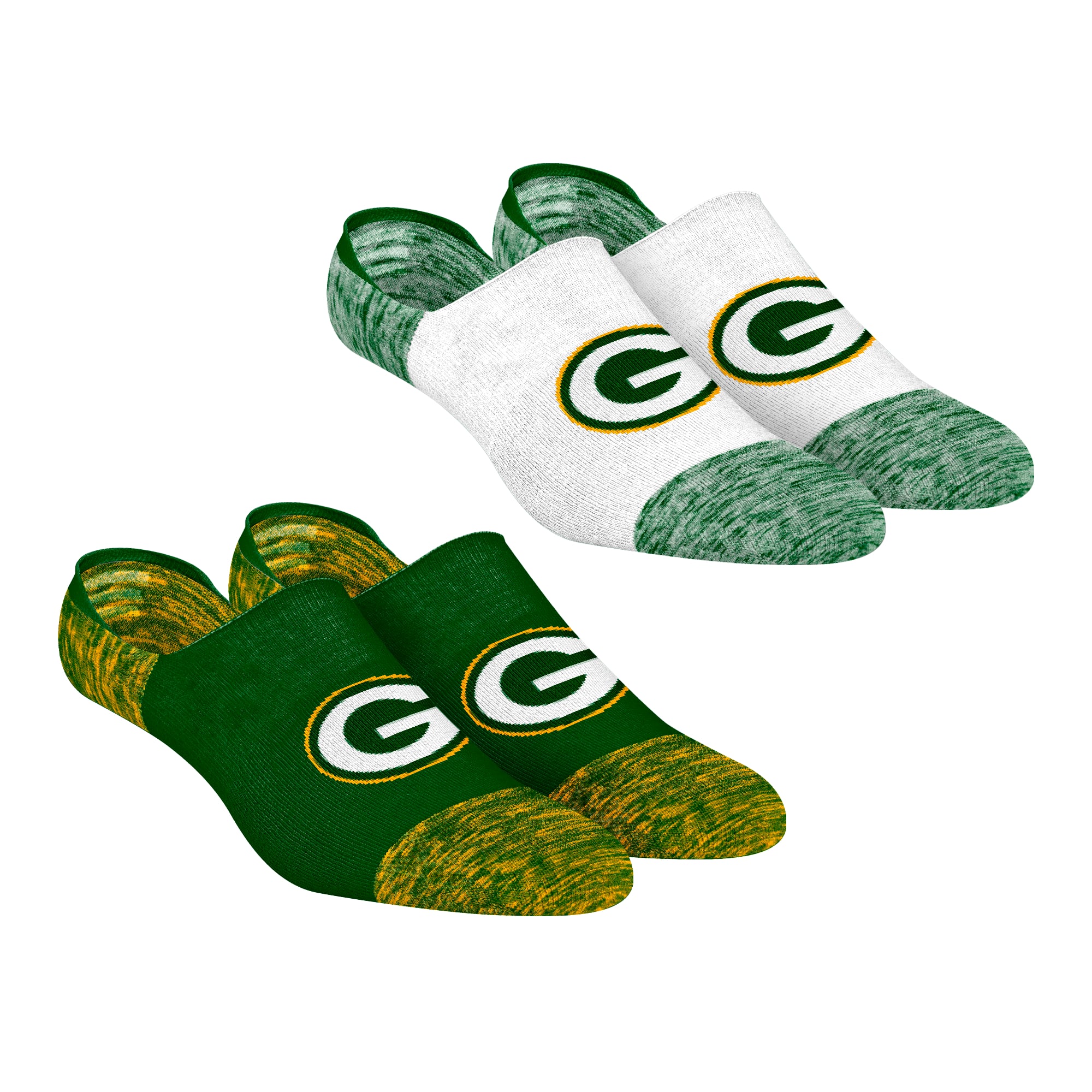 Chaussettes invisibles unisexes Rock Em Green Bay Packers, lot de deux, couleur chinée