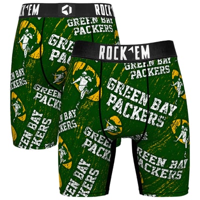  Green Bay Packers Rock Em Unisex Throwback Logo Allover Boxer Briefs - Green