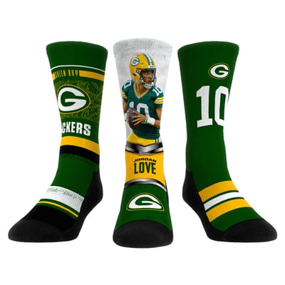 Jordan Love Green Bay Packers Rock Em Unisex 3-Pack Crew Sock Set - Green