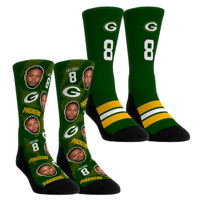 Josh Jacobs Green Bay Packers Rock Em Unisex Player Football Guy Two-Pack Crew Sock Set