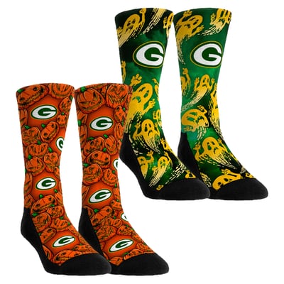  Green Bay Packers Rock Em Unisex Halloween Crew Socks 2-Pack Set - Orange