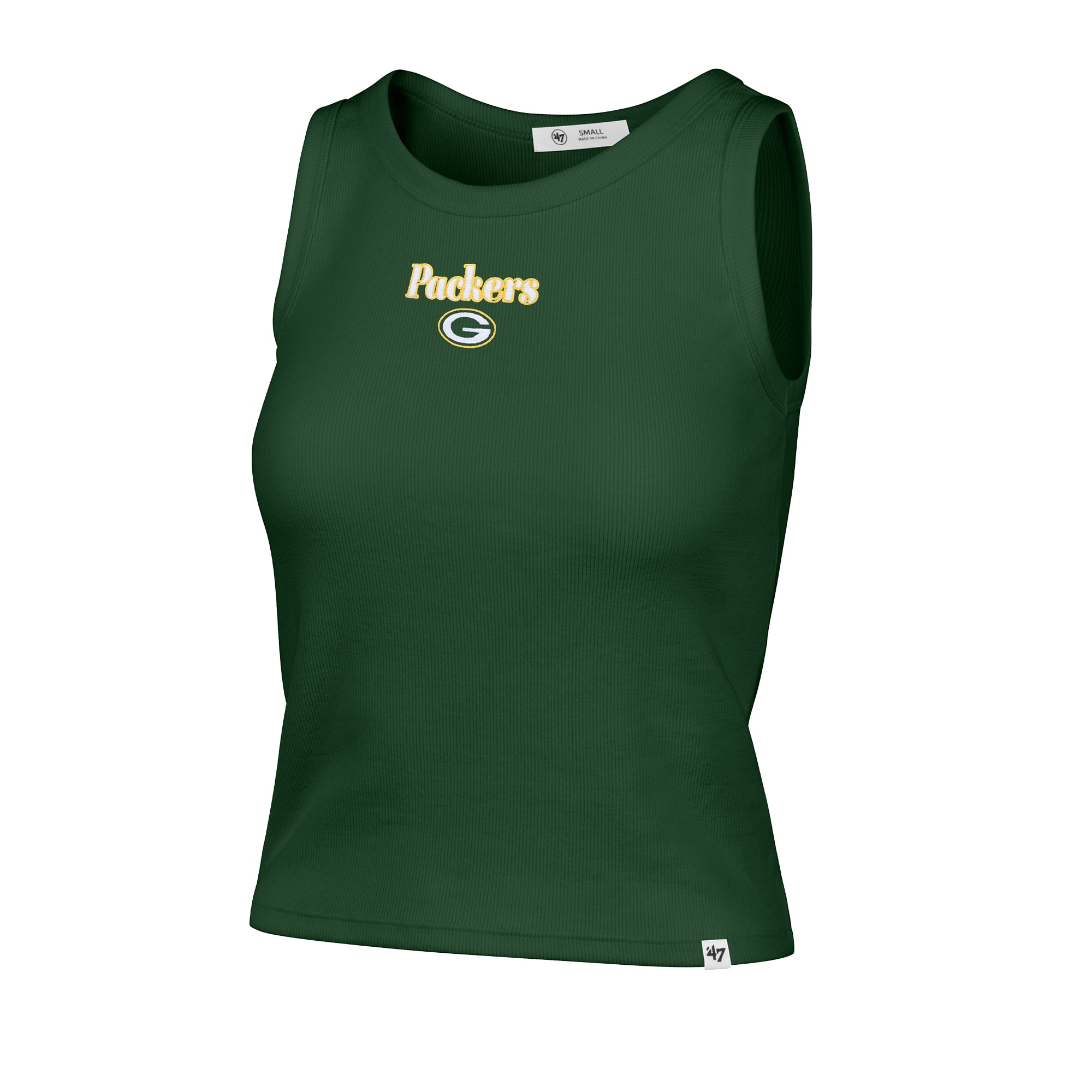 Débardeur court côtelé à coupe droite Green Bay Packers pour femme, modèle 47 vert